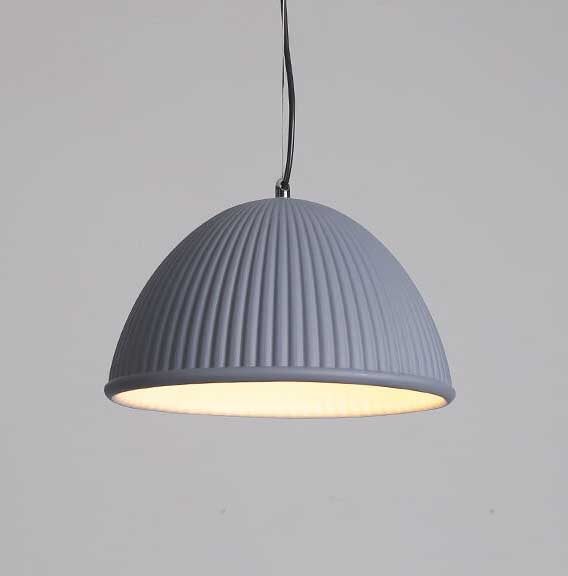 Industrial Ribbed Resin 1-Light Dome Pendant Light