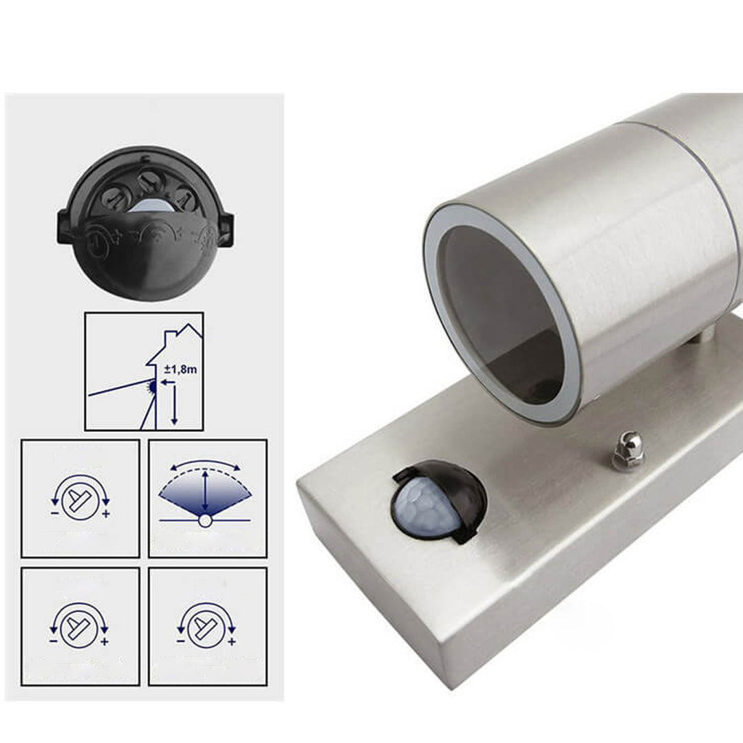 Applique murale étanche industrielle à un spot cylindrique chromé pour l&