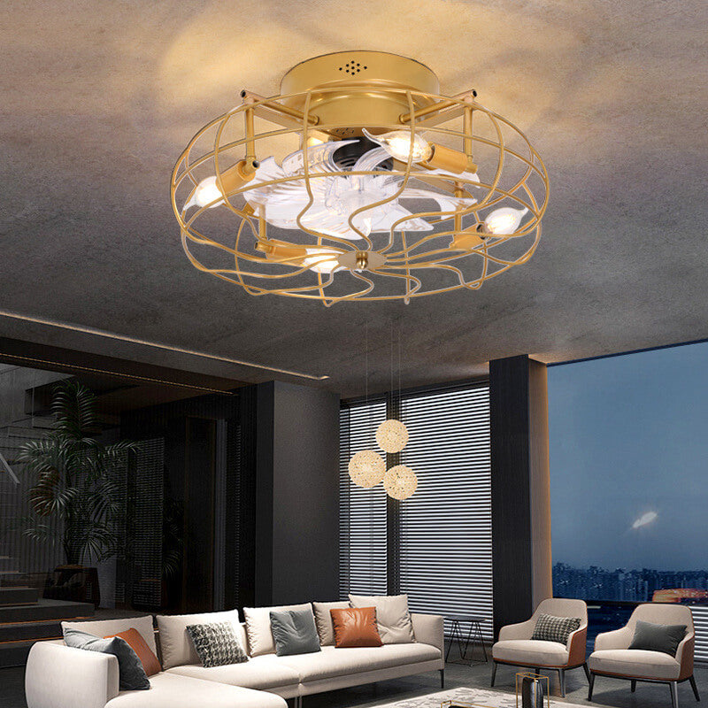 Ampoule à filament en tungstène rétro industrielle 4 lumières plafonnier ventilateur de plafond 