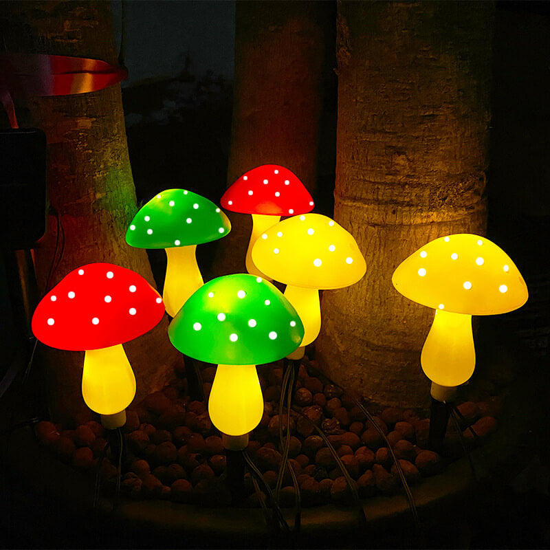 Modern Art Deco Solar Waterproof Mushroom Shaped String Lights LED Outdoor Lawn Decorative Ground Plug Light