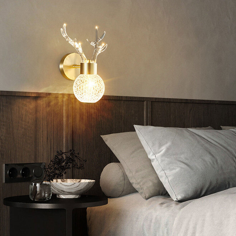 Nordic Luxury Antler Bubble Crystal LED Wall Sconce Lamp