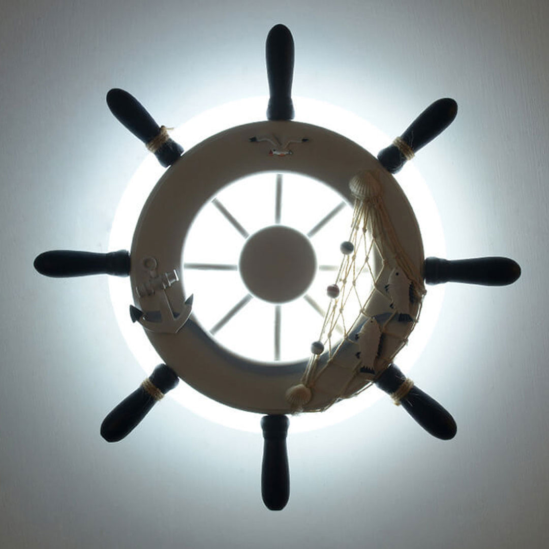 Applique murale LED pour enfants en résine avec gouvernail créatif de dessin animé 