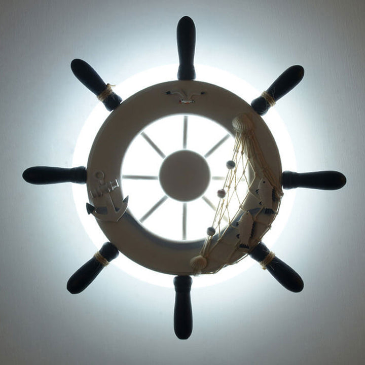 Applique murale LED pour enfants en résine avec gouvernail créatif de dessin animé 