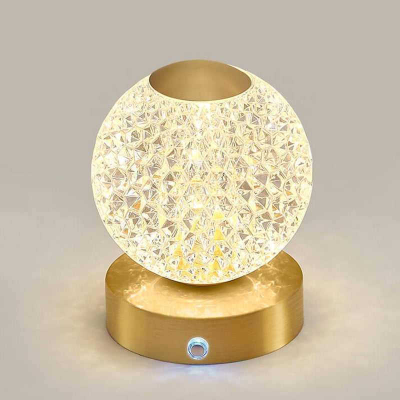 Lampe de Table LED Ronde en Laiton Acrylique Moderne de Luxe 