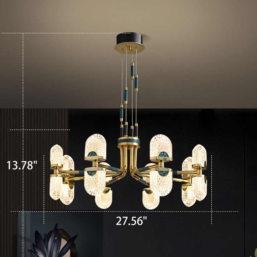 Lustre LED en cuivre massif rond moderne de luxe léger 