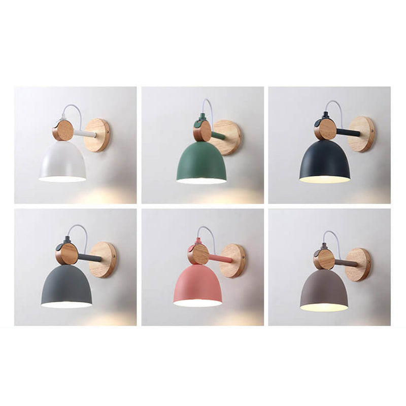 Nordic Macaron Dome Log 1-Light Rotatable Wall Sconce Lamp