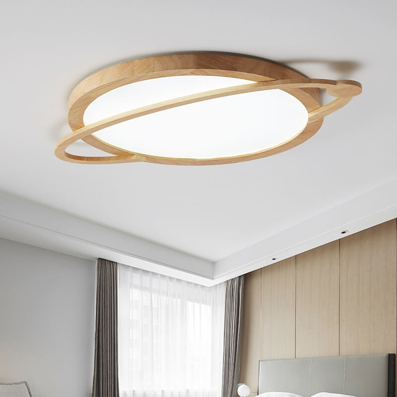 Moderner Holz-Acryl-Schirm im Planeten-Design LED-Einbauleuchte 