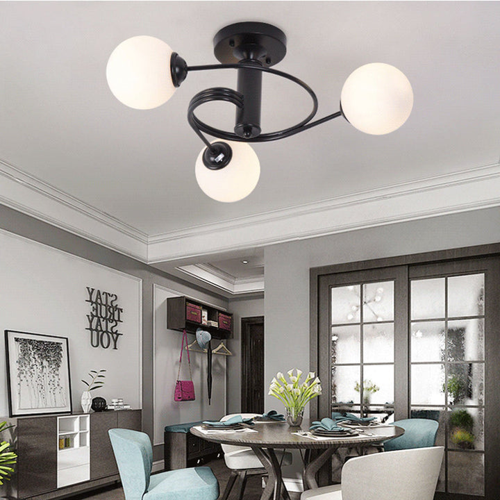 Nordic Light Luxus Glasball Spiral Design 3/5 Licht Semi-Flush Mount Deckenleuchte 