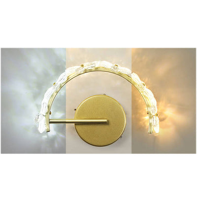 Nordic Gold Crystal Flower Half Circle LED Wandleuchte