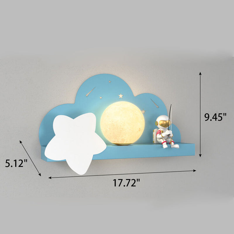Childlike Creative Moon Astronaut Design LED Wall Sconce Lamp