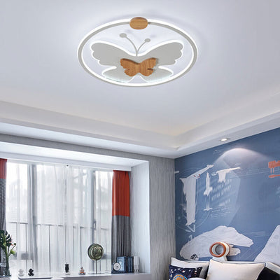 Nordic Creative Butterfly Circle LED Flush Mount Ceiling Light