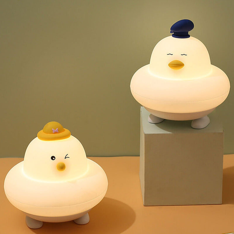 Lampe de table LED drôle en silicone Petit mignon poulet Pat veilleuse 