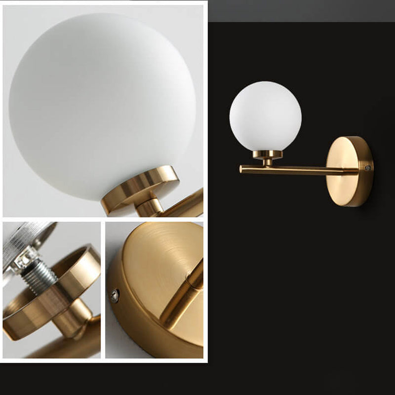 Nordic Creative Milk White Round Ball Metal Magic Bean 1/2/3 Light Wall Sconce Lamp