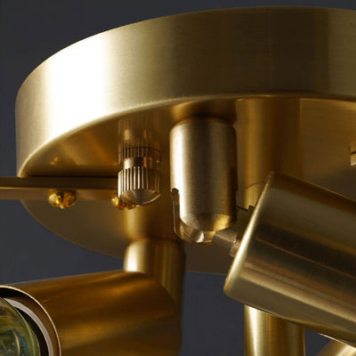 Vintage Luxury Round Brass Glass Bowl 3-Light Flush Mount Ceiling Light