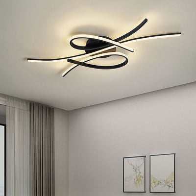 Modern Creative Bending Curves Line Design LED Flush Mount Ceiling Light