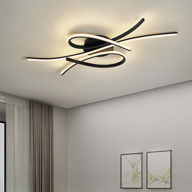 Modern Creative Bending Curves Line Design LED Flush Mount Ceiling Light