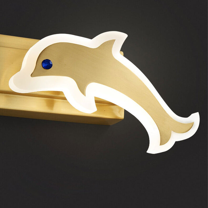 Creative Dolphin Design Vanity Light Messing Acryl LED Wandleuchte Lampe