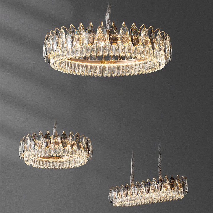 Lustre LED rond en cristal de luxe léger européen 