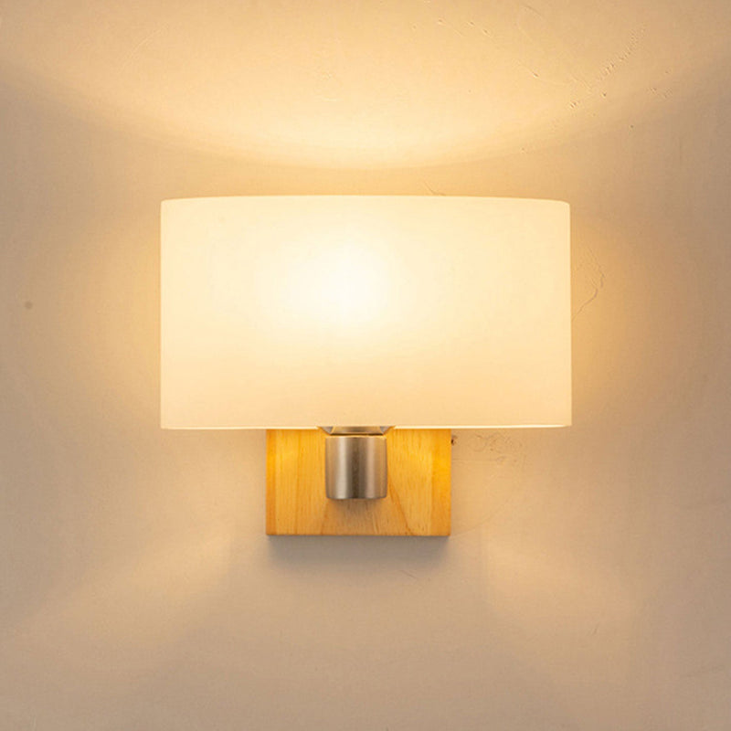 Nordic Minimalist Solid Wood Glass 1-Light Wall Sconce Lamp