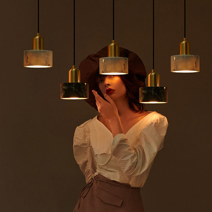 Suspension Luminaire en Métal et Marbre de Luxe Moderne à 1 Lumière 