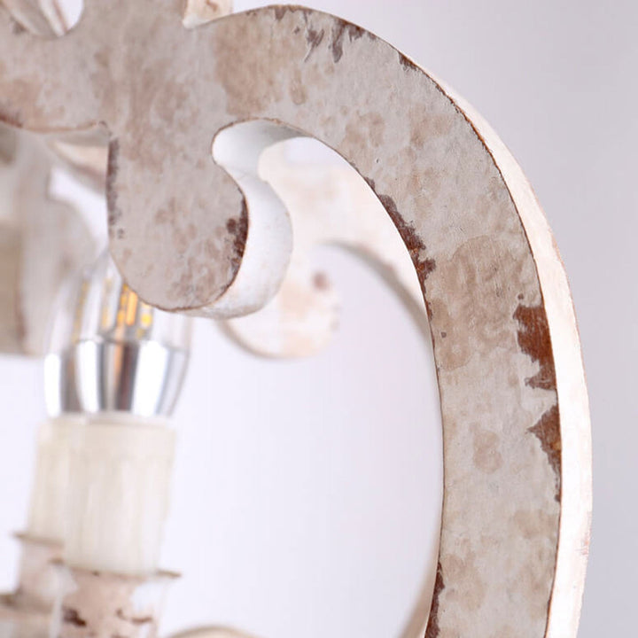 Contemporary Creative Industrial Wooden Candle Design 6-Light Chandelier For Living Room