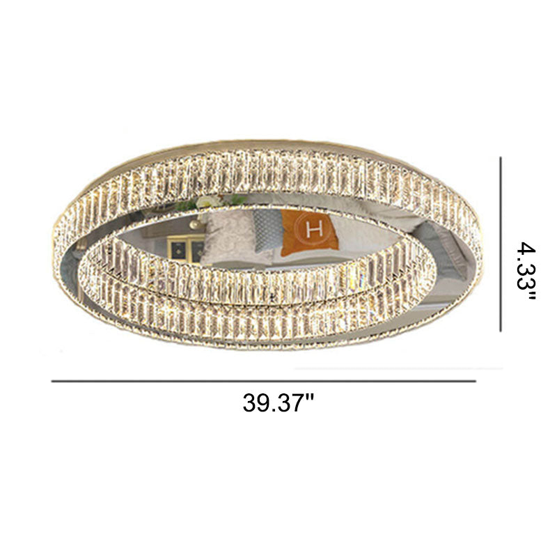 Éclairage de plafond LED en cristal moderne rond à montage affleurant 