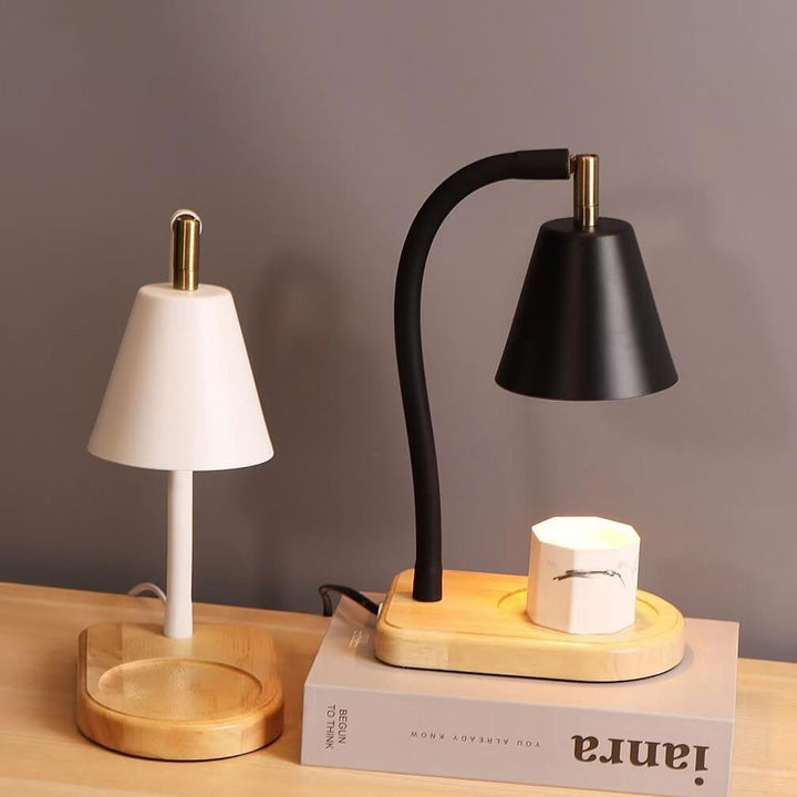 Lampe de Table à Cire Fondante à 1 Lumière avec Base en Bois de Cône Simple Nordique 