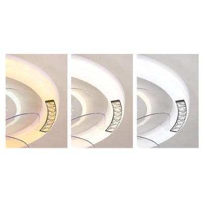 Modern Minimalist Acrylic Round Intelligent LED Flush Mount Ceiling Fan Light