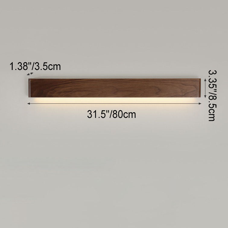 Minimalist Chinese Walnut Rectangular LED Wall Sconce Lamp