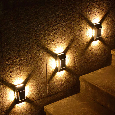 Solar LED All Around Lighting Garden Outdoor Light Wall Sconce Lamp