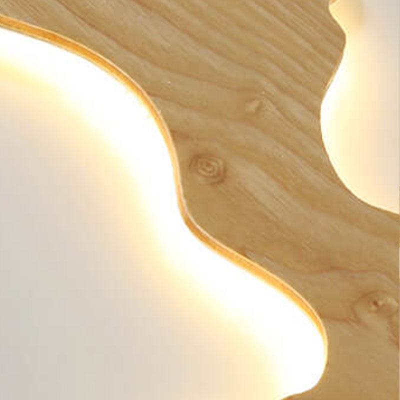 Nordic Round Solid Wood Zen LED Flush Mount Ceiling Light