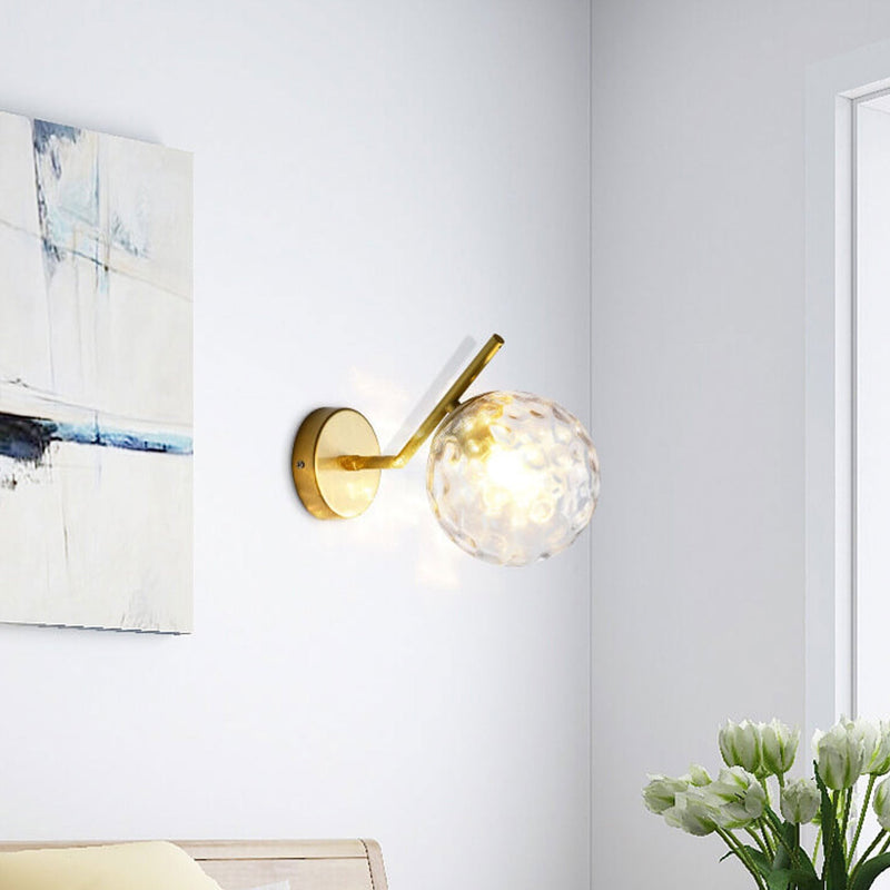 Nordic Minimalist Glass Ball Curve Lamp Arm 1-Light Wall Sconce