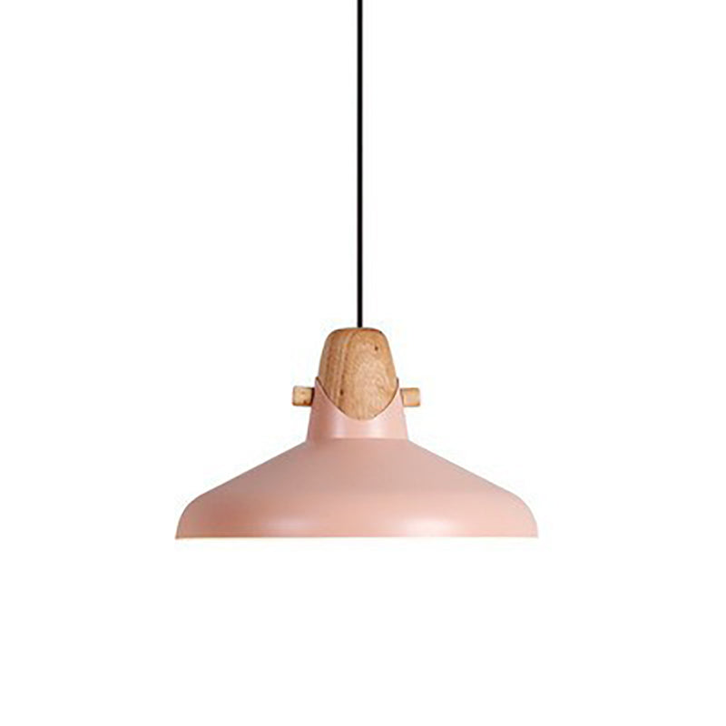 Nordische minimalistische Macaron einfarbige 1-flammige Pendelleuchte aus Eisenholz 