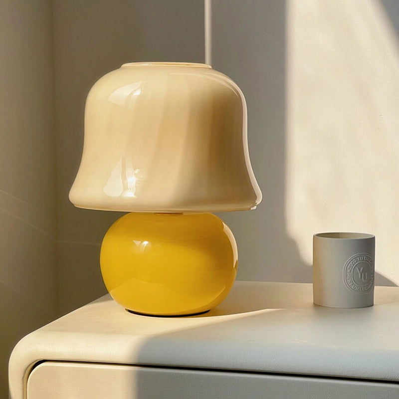 Lampe de Table 1 Lumière Design Champignon Crème Créatif Français 