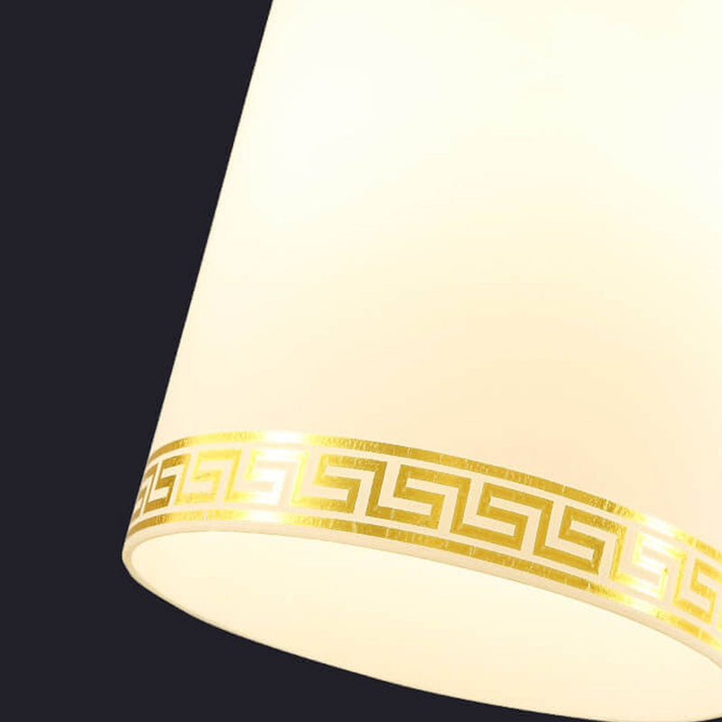 Modern Chinese Full Brass Glass Cylindrical 1-Light Semi-Flush Mount Ceiling Light