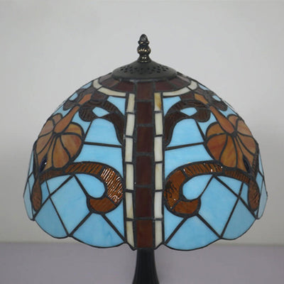 Lampe de table méditerranéenne à 1 lumière en verre Tiffany européen 