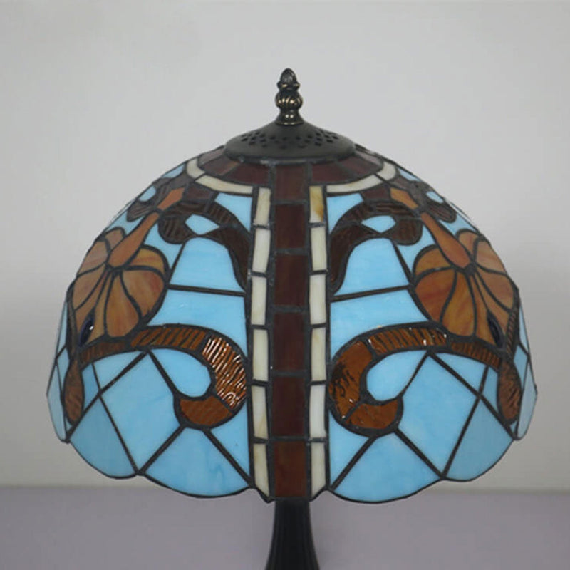 Lampe de table méditerranéenne à 1 lumière en verre Tiffany européen 