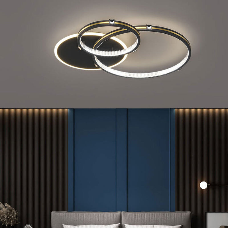 Nordic Light Luxury Circle Combination Iron LED Flush Mount Ceiling Light