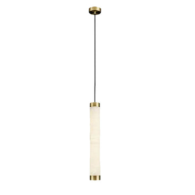 Modern Minimalist Marble Pipe Shaped 1-Light White Pendant Light