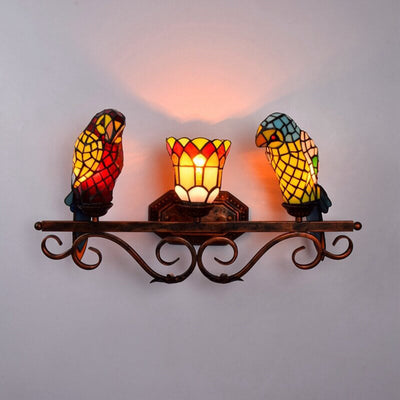 Tiffany European Retro Parrot Dekorative 3-Licht-Wandleuchte 