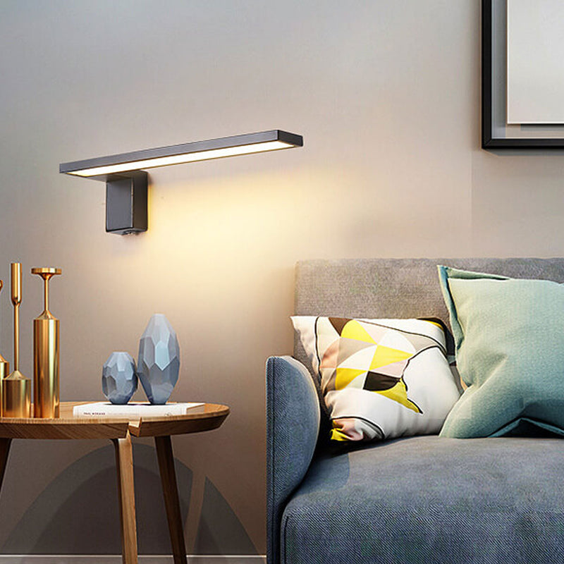 Modern Minimalist Long Bar Square Base LED Wall Sconce Lamp