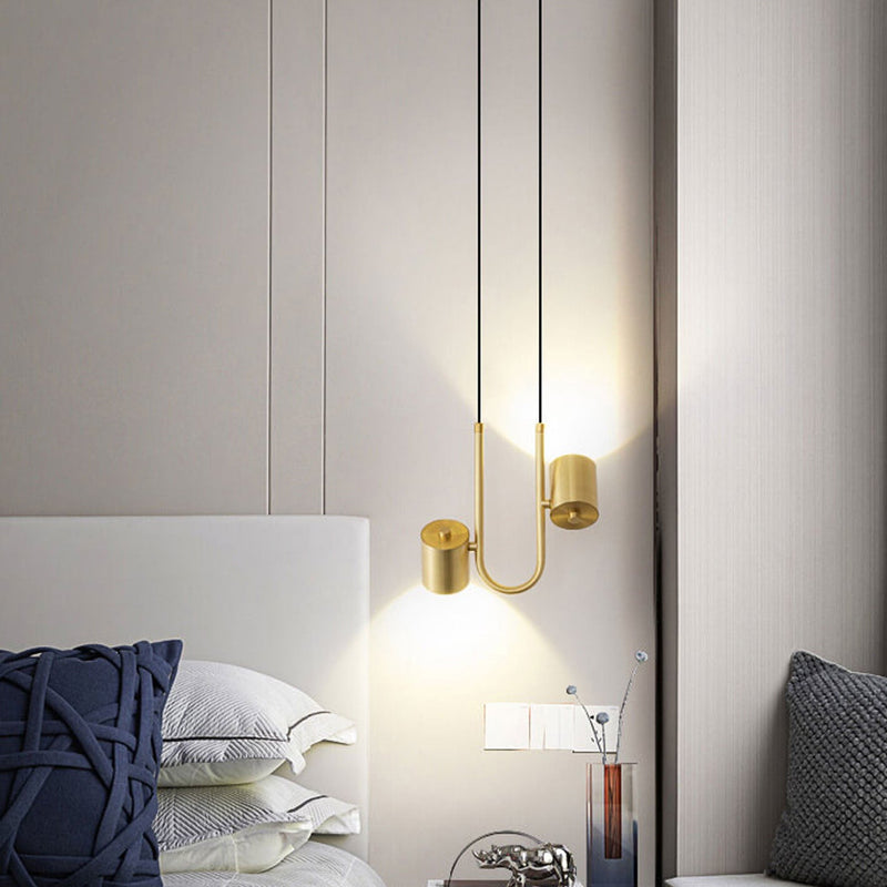 تصميم أسطوانة نحاسية فاخرة حديثة مصباح معلق صغير LED 