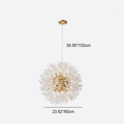 Contemporary Scandinavian Dandelion Hardware Crystal 8/9/12/16 Light Chandelier For Bedroom