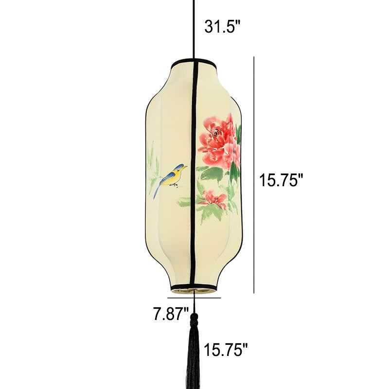 Lanterne ovale antique orientale faite à la main en tissu 1 lumière suspendue 