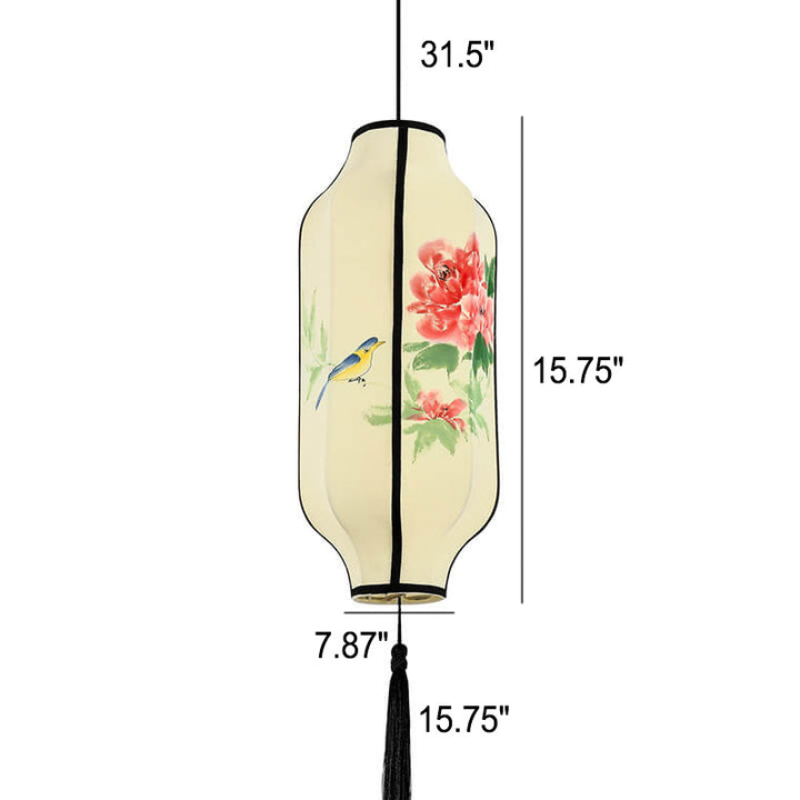 Lanterne ovale antique orientale faite à la main en tissu 1 lumière suspendue 