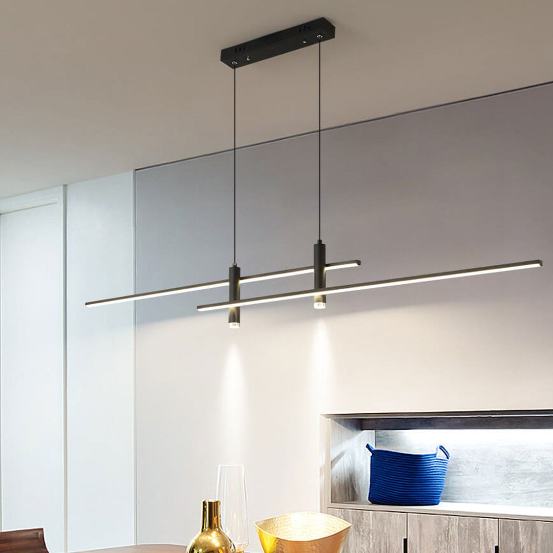 Lustre LED moderne à longue ligne avec projecteur pour îlot 