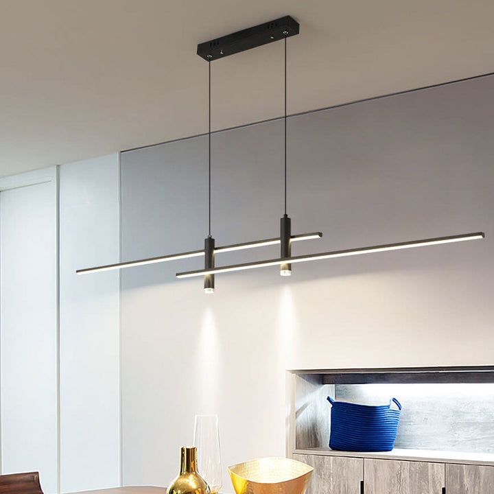 Lustre LED moderne à longue ligne avec projecteur pour îlot 