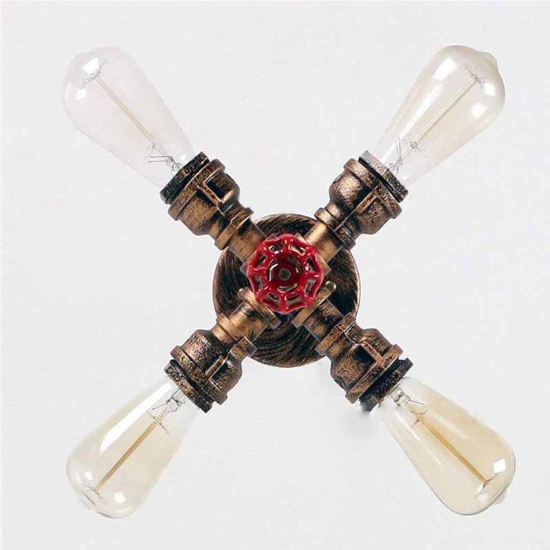 Lustre industriel rétro en fer forgé à 4 lumières 