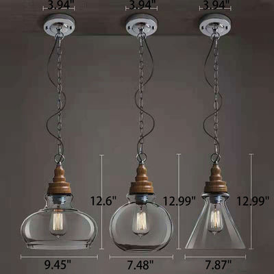 Nordische Retro-Pendelleuchte aus transparentem Glas mit 1 Licht 