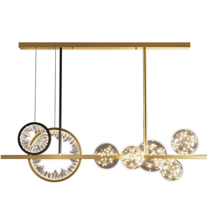 Lustre LED moderne en forme de cercle de cristal et de verre, luminaire de luxe, luminaire décoratif d&